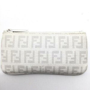 Fendi Key Ring Case Leather White